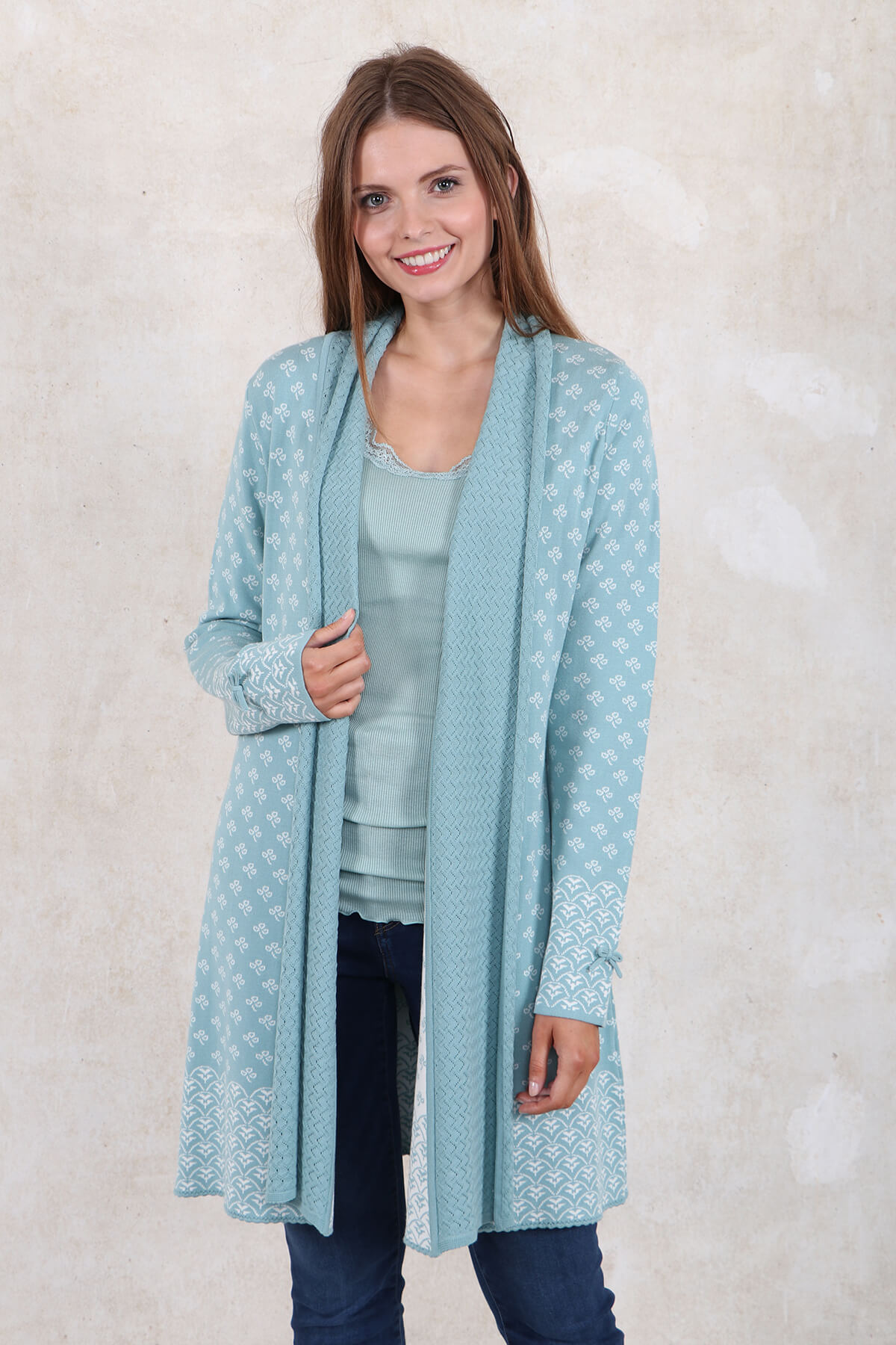 turquoise duster cardigan