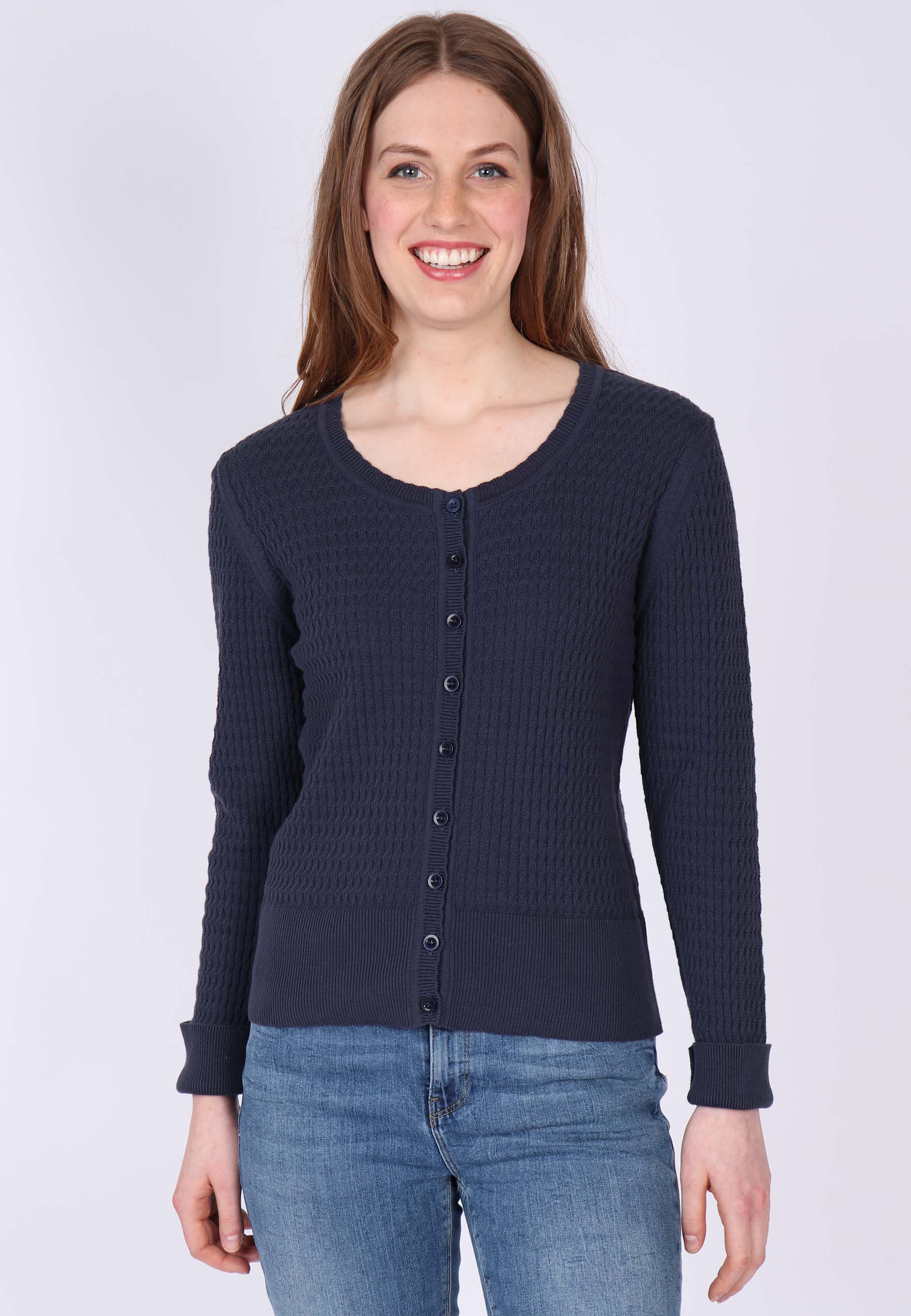 knitted cardigan Manon - navy in blue at Sorgenfri Sylt Online Shop