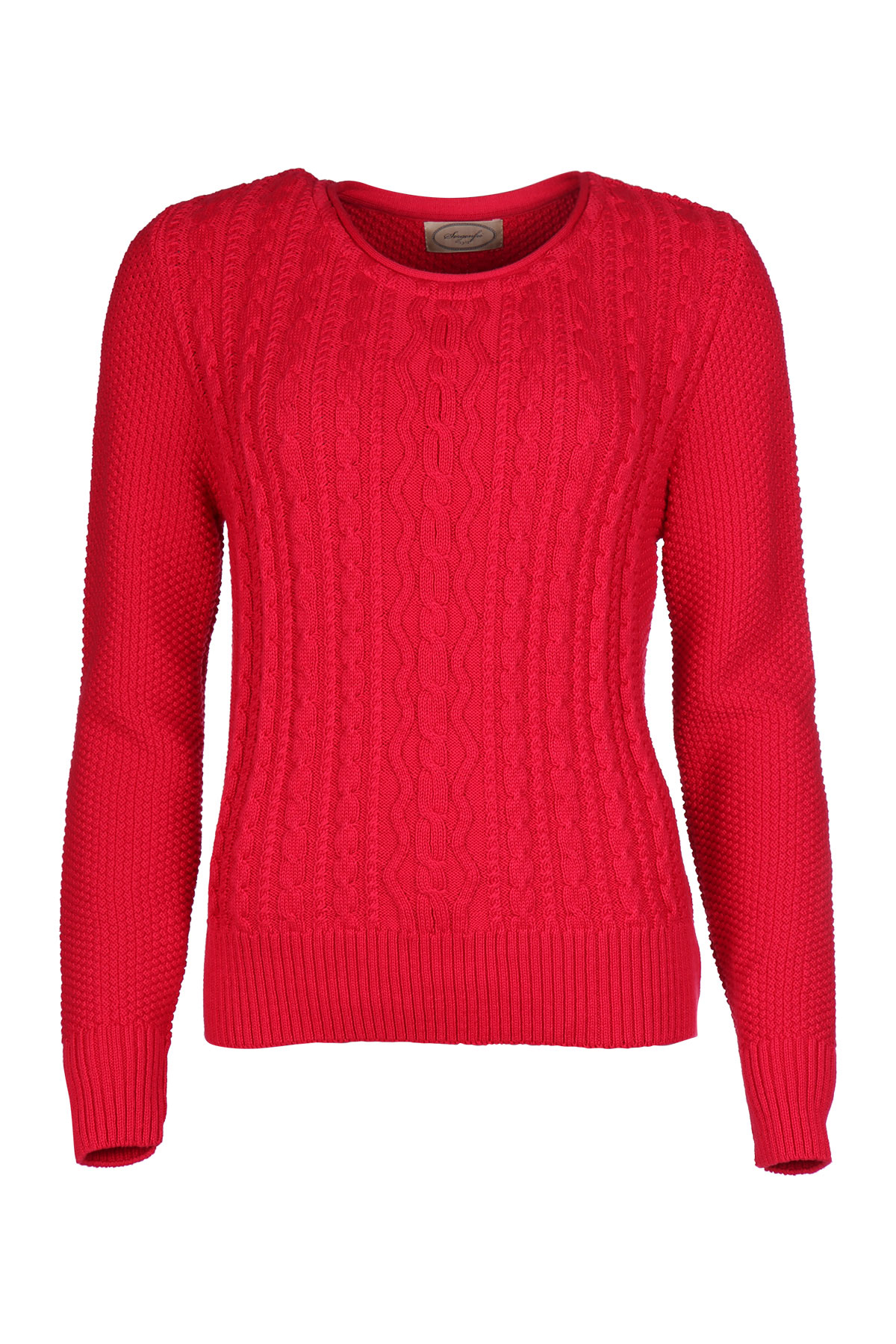 Ladies red cable deals knit jumper