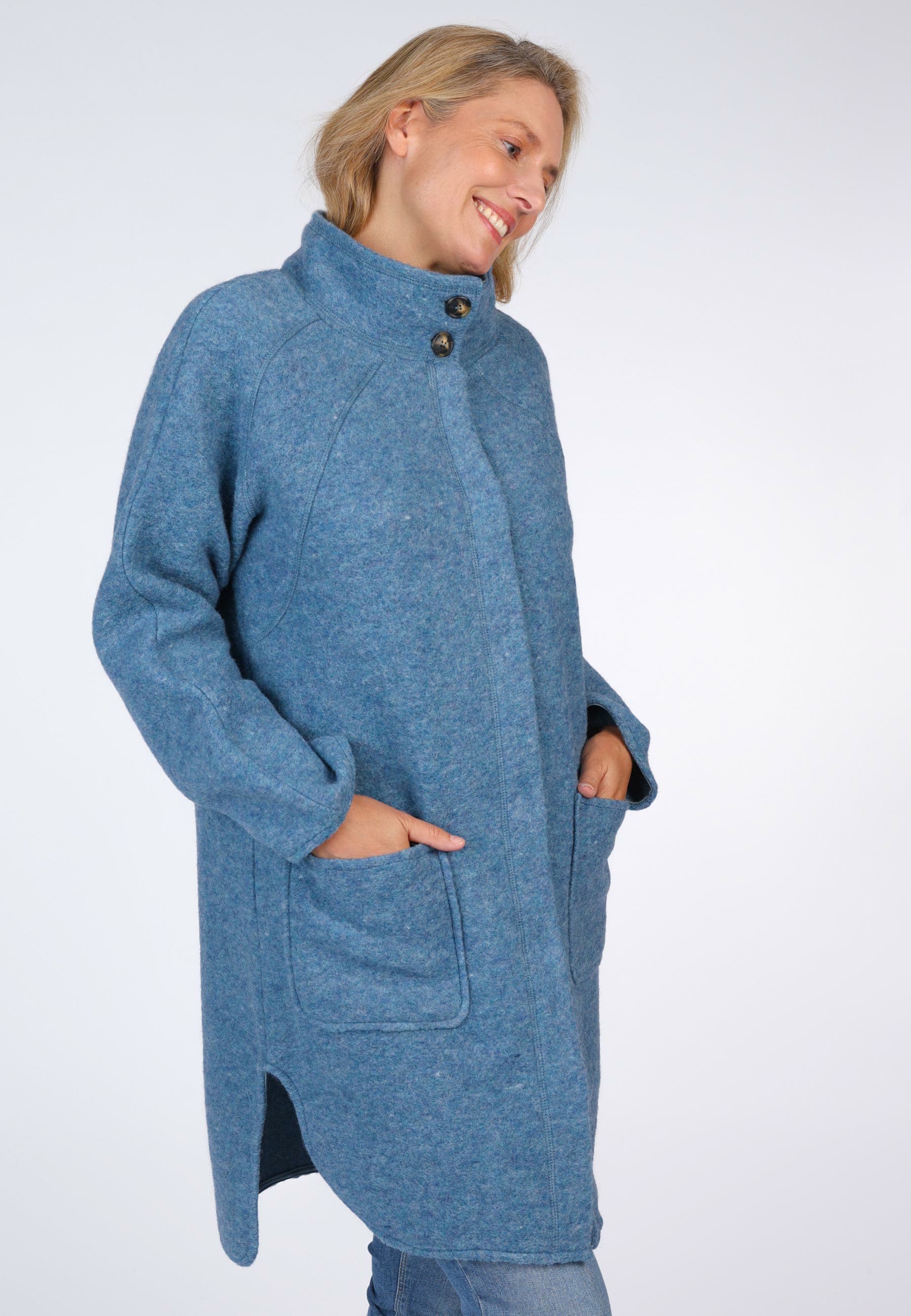 Wollmantel Selected Femme Mantel Blau Mantel Mahlena Blue Shadow