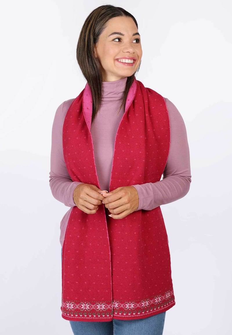 Strickschal Sabet Snowflake  - rubin