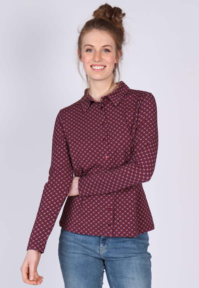 Bluse Cylia check - burgundy