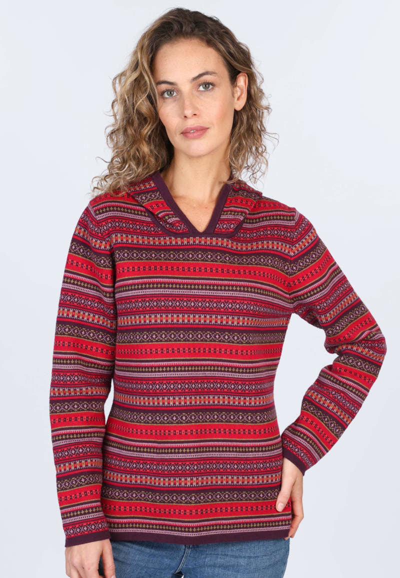 Strickpullover Abella Ikat - plum