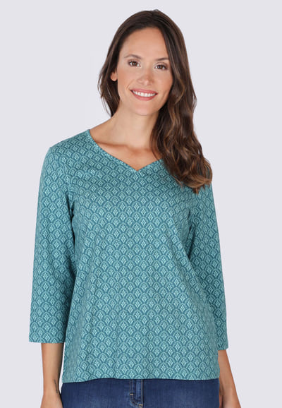 3/4-Arm Shirt Hellena Ethno  - ocean