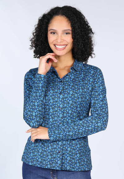 Bluse Eltje little flower  - indigo