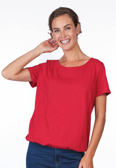T-Shirt Linde solid - rubin