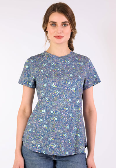 T-Shirt Endis flower paisley - royal blue
