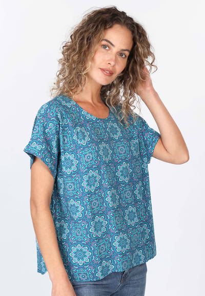 Bluse Maisy ornamental - ocean