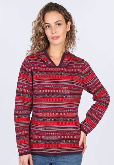 Strickpullover Abella Ikat - plum