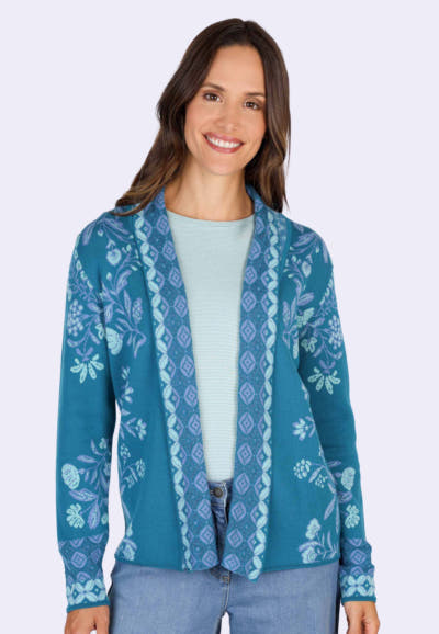 Strickjacke Dilara flower - ocean