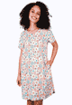 Leinenkleid Anthea circles - ivory