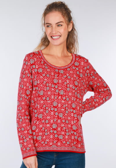 Pullover Josefine geo flower - poppy