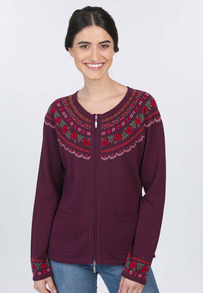 Strickjacke Medi Flower - plum