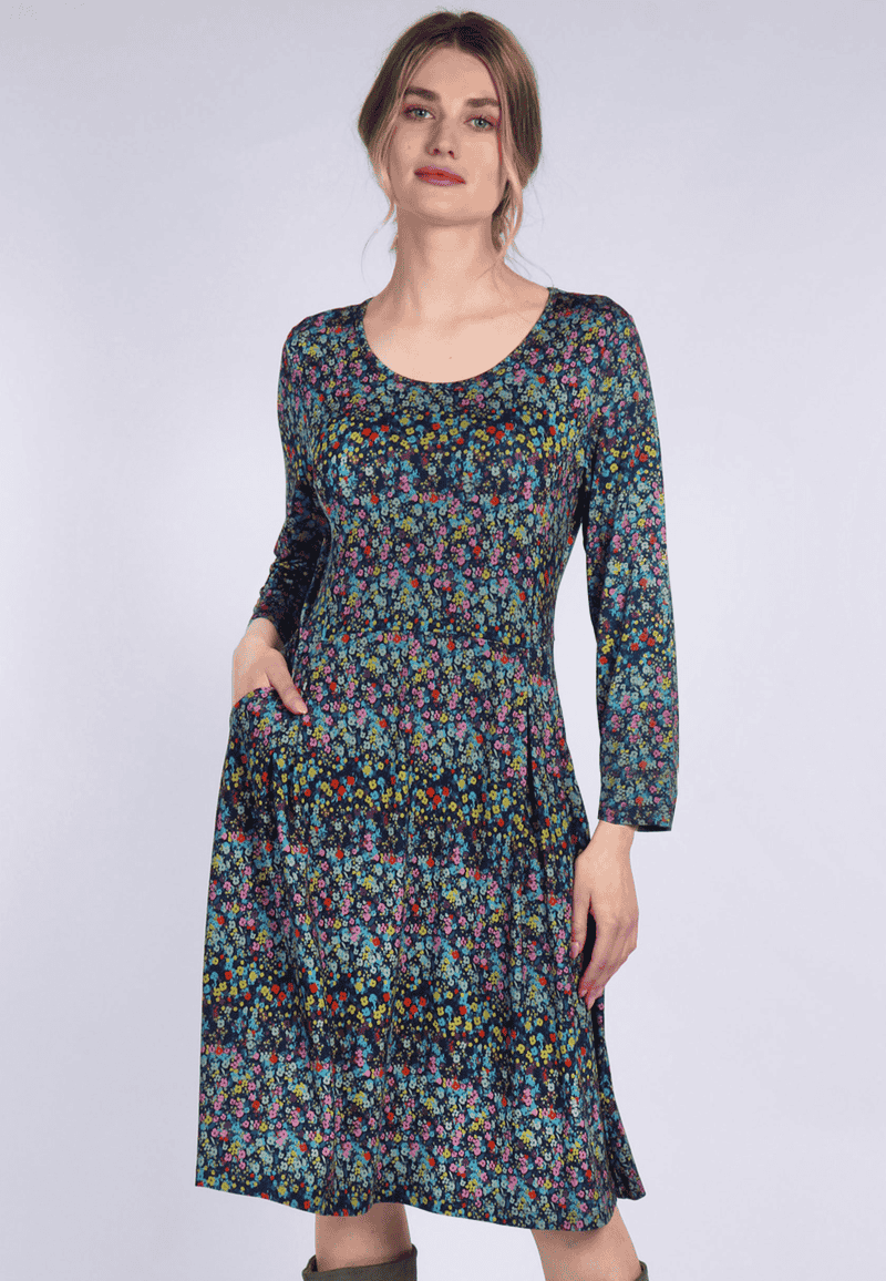Kleid Eponie flower confetti - navy