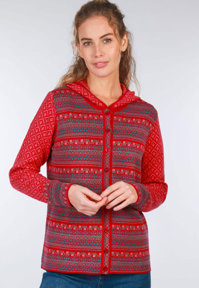Strickjacke Freya tulip bow - rubin