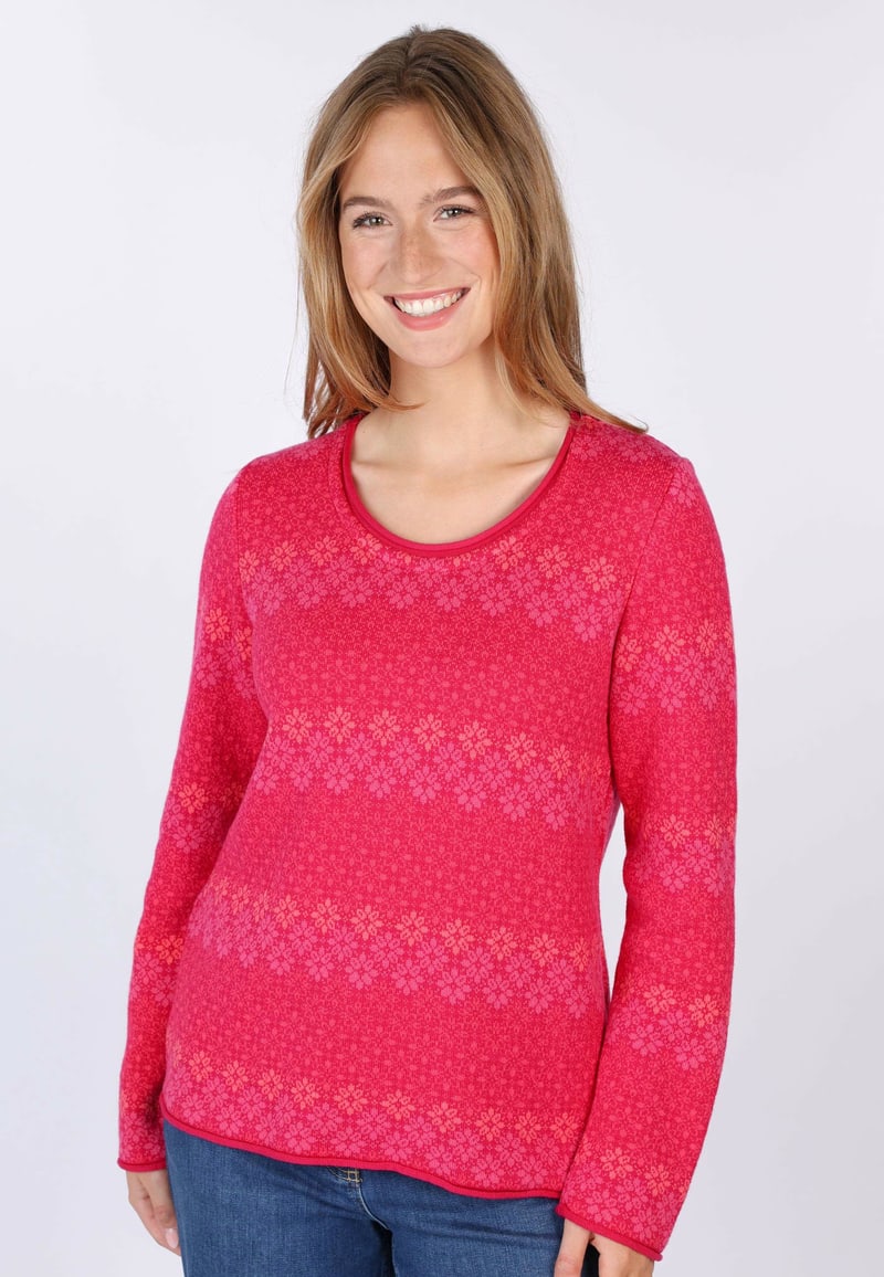Strickjacke Annegret jacquard  - cerise