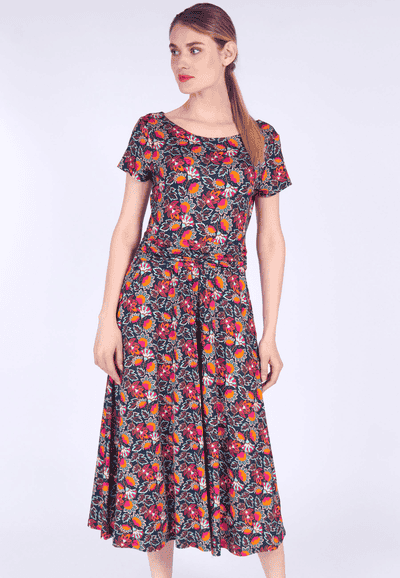 Dress Malind oriental flower - navy