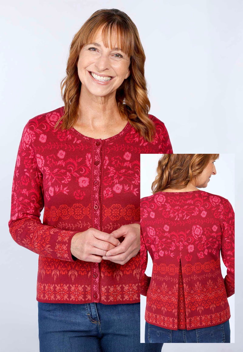 Strickjacke Kadir borders - rubin