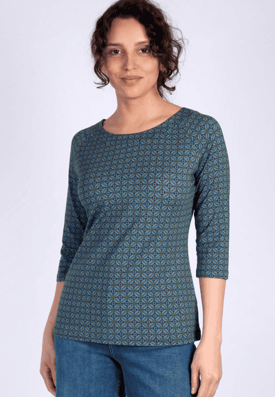 Langarmshirt Zoa geo flower - deep ocean