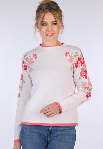 Strickpullover Dorit violet - ivory
