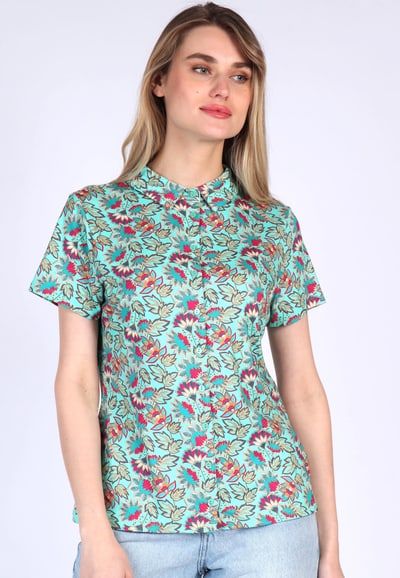 Bluse Cylita oriental flower - pool