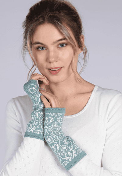 Handstulpen Lucy ornament - blue pearl