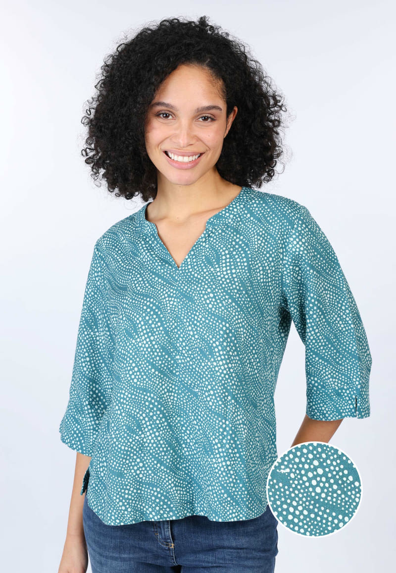 Leinenbluse Emine dancing dot - ocean
