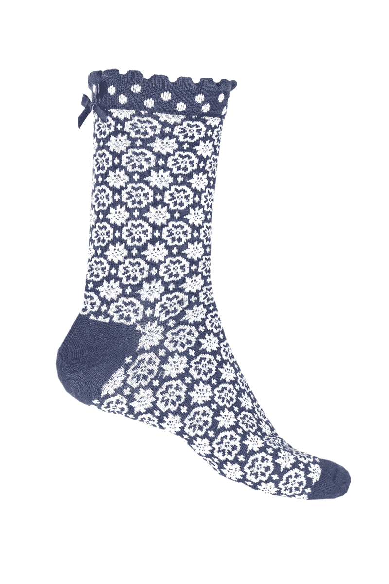 Socken Irma nordic flower - navy