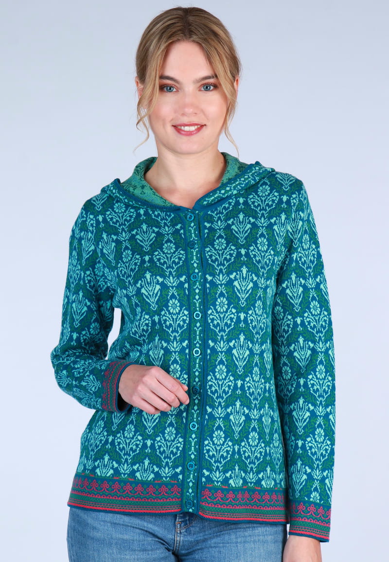 Strickjacke Freya bouquet - deep ocean