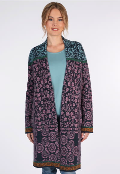 Strickmantel Birka flower - navy