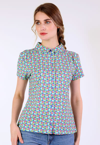 Bluse Andy flower balloon - royal blue