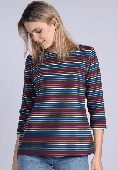 Sweater Holma colourful stripe - navy