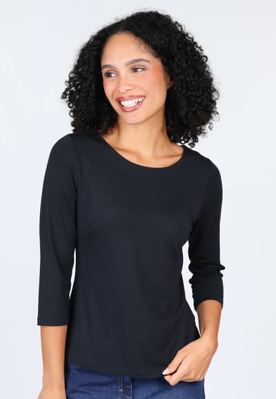3/4-Arm Shirt Zoala solid  - black