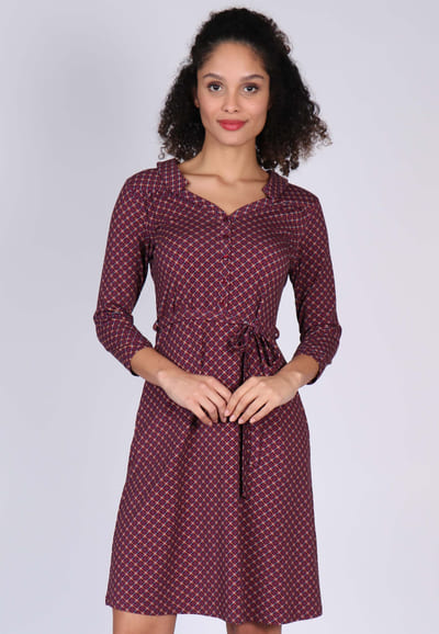 Kleid Gisele check - burgundy