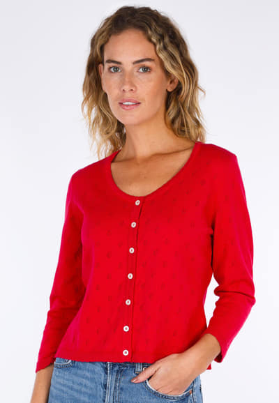 Strickjacke Liselotte daisy - rubin