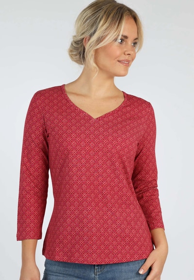 Shirt Polinchen flower tile - rubin