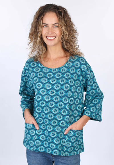 Shirt Katinkali sunflower - ocean