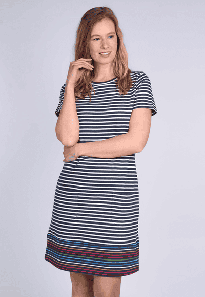 Kleid Ellen rainbow stripe - navy