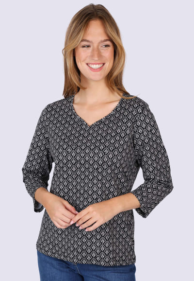 3/4-Arm Shirt Hellena Ethno  - black