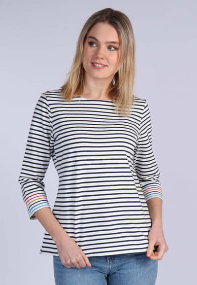 Sweater Holma rainbow stripe - ivory