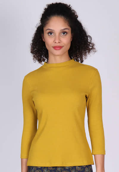 Langarmshirt Olena rib - dark yellow