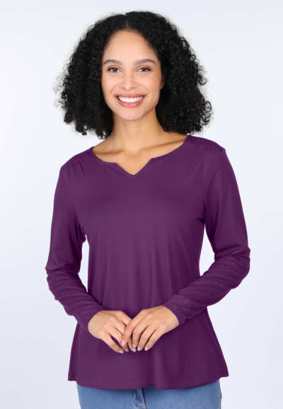 3/4-Arm-Shirt Adrijana solid  - deep purple