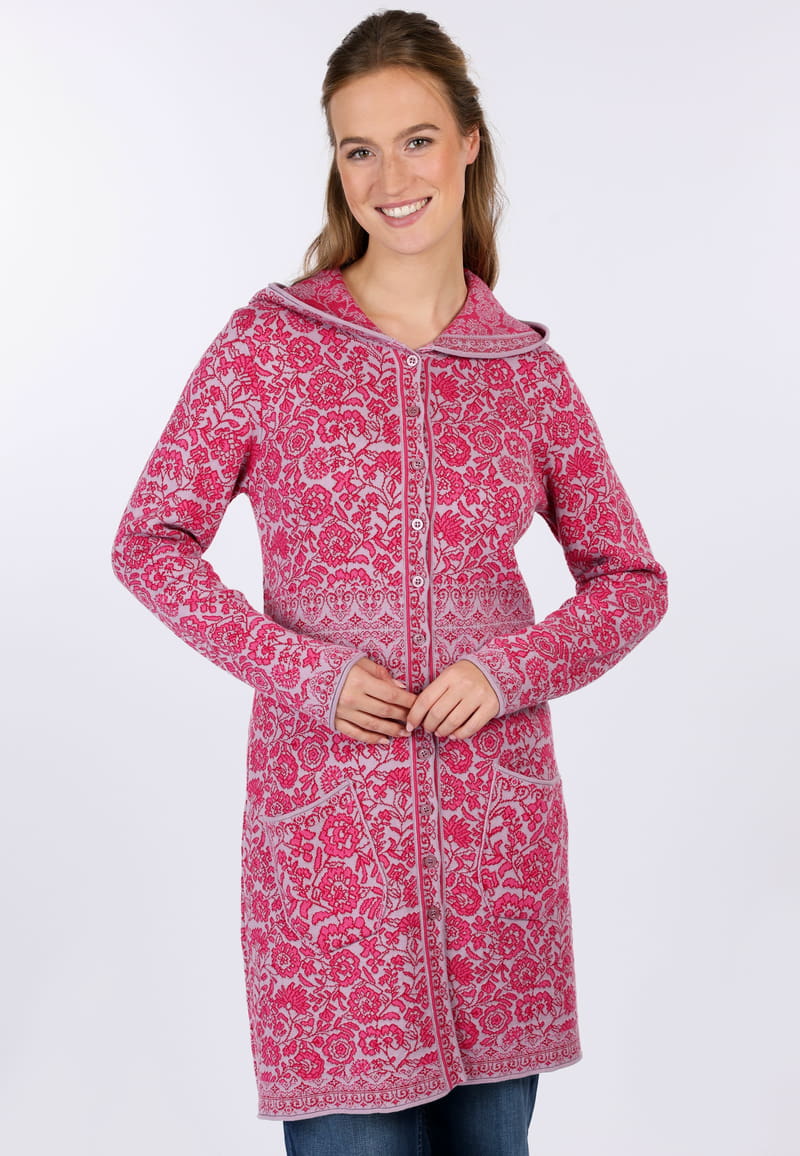 Strickmantel Glory flower  - fuchsia