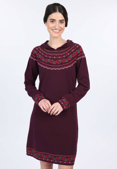Strickkleid Astoria Flower - plum