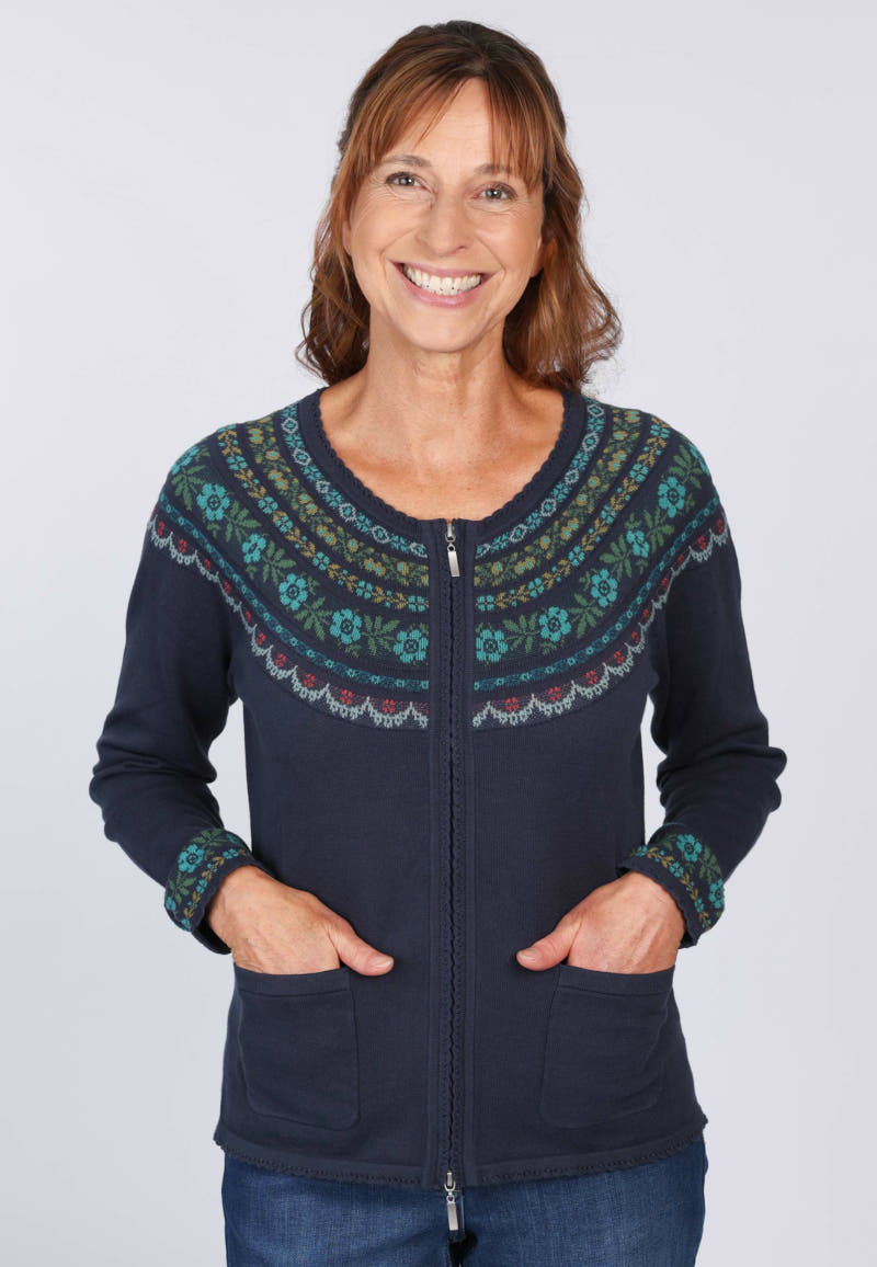 Strickjacke Medi Flower - navy