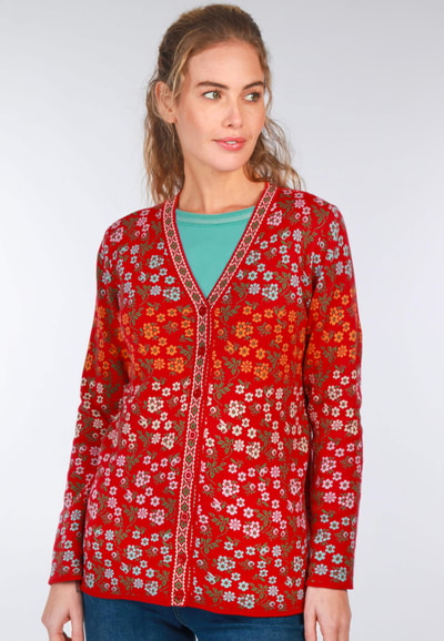 Strickjacke Christi millefleur - rubin