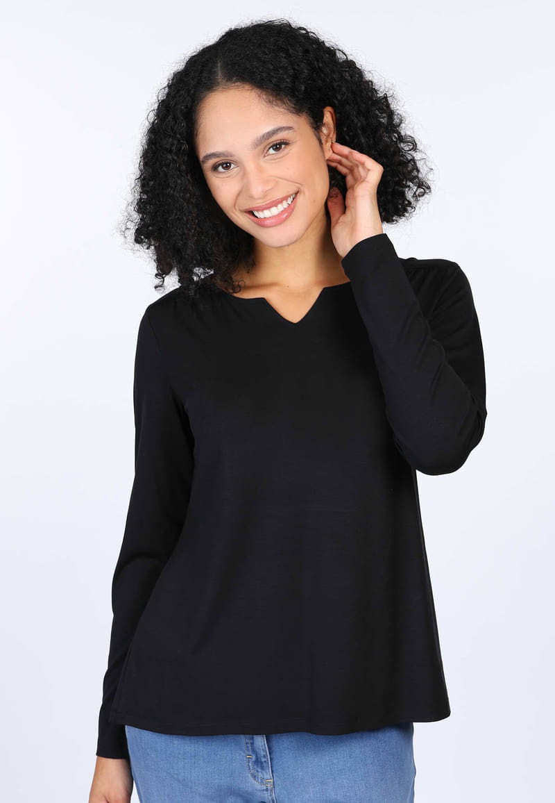 3/4-Arm-Shirt Adrijana solid - black