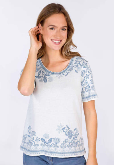 Strickpullover Josa flower - ivory