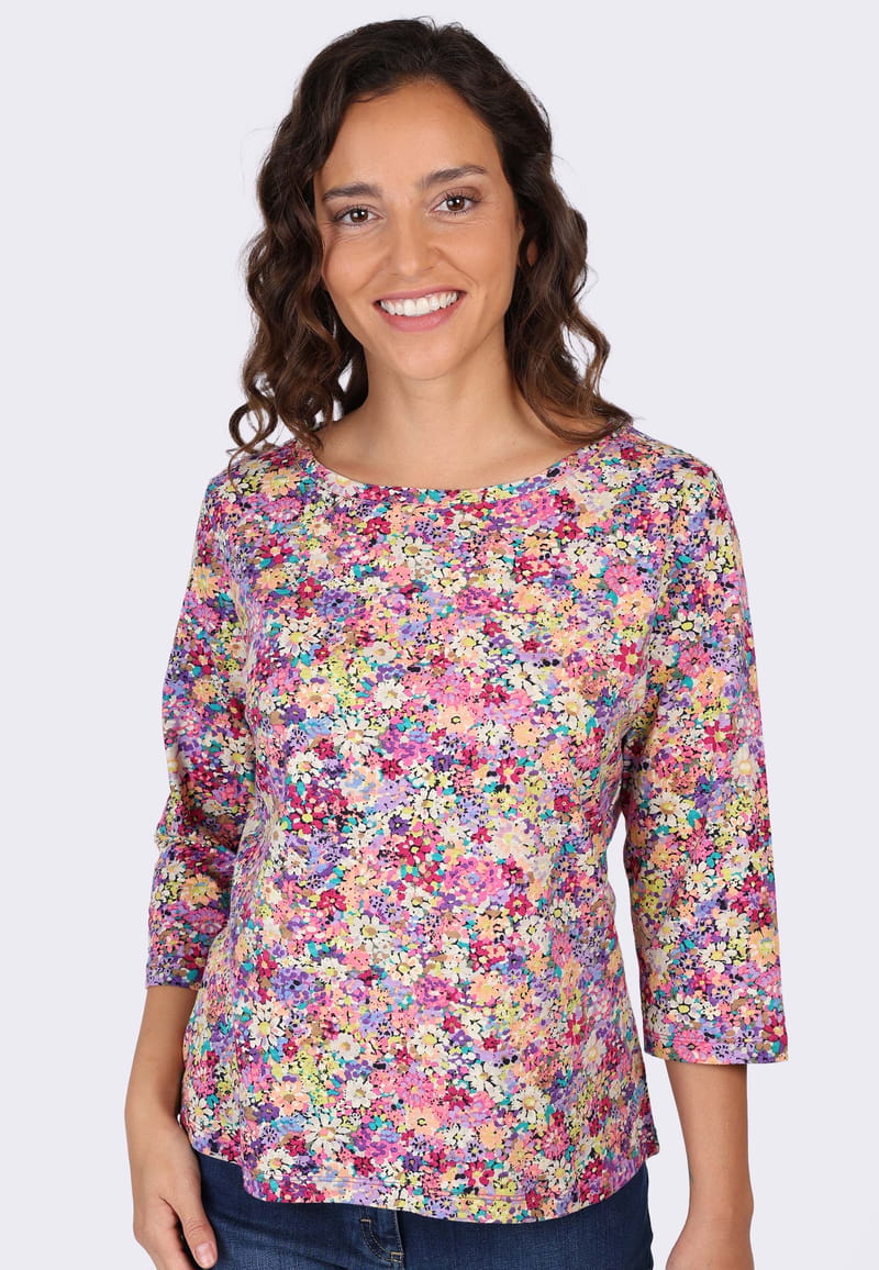 3/4-Arm-Shirt Hemke Blume - cerise