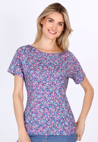 T-Shirt Zoe fleuri  - lagoon